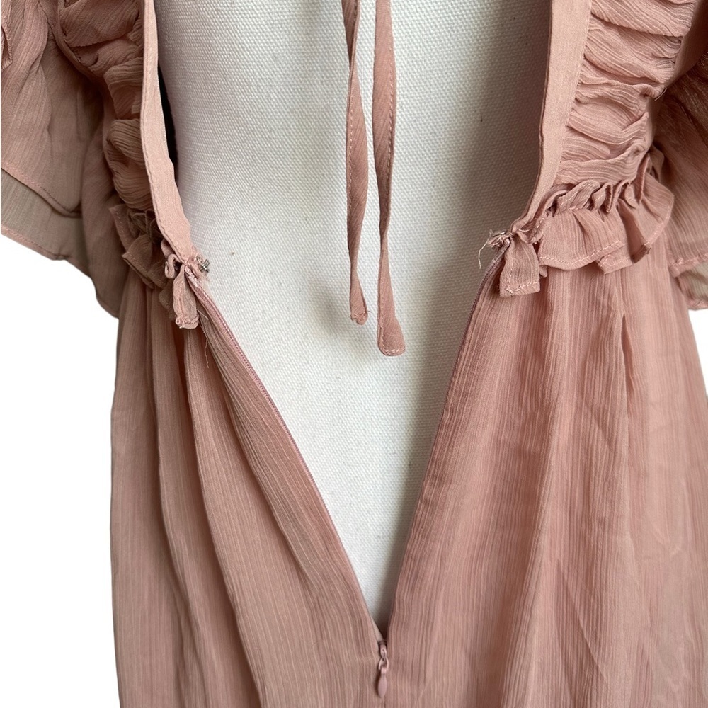 Forever 21 Mauve Ruffle V-neck Midi Dress Size Small - Picture 17 of 17